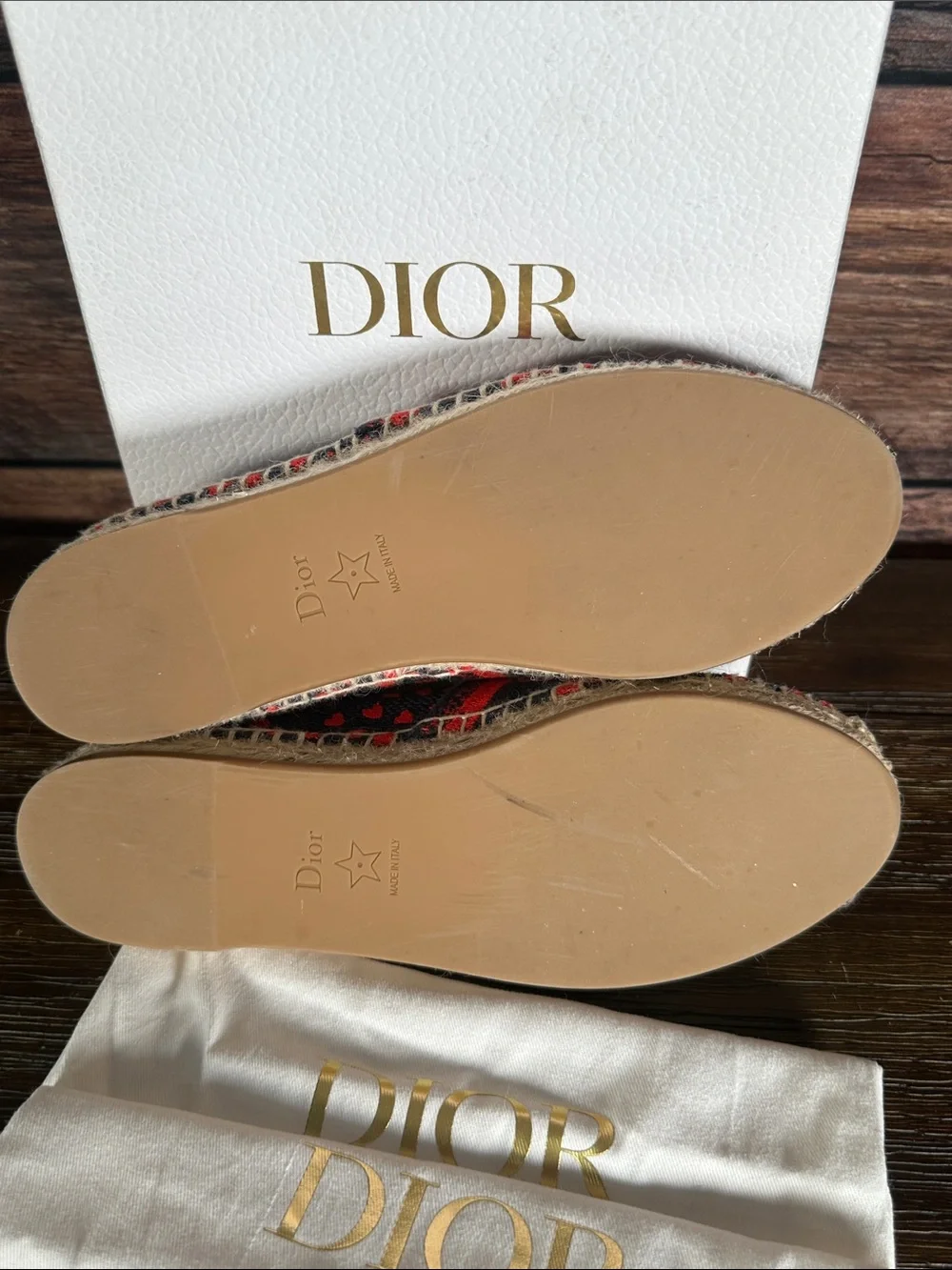 Dior Granville Navy Canvas Espadrilles with Red Heart Motif